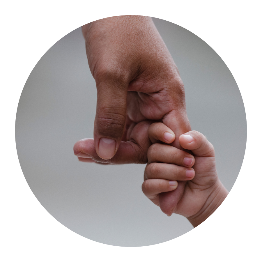 Adult hand holding a child's hand