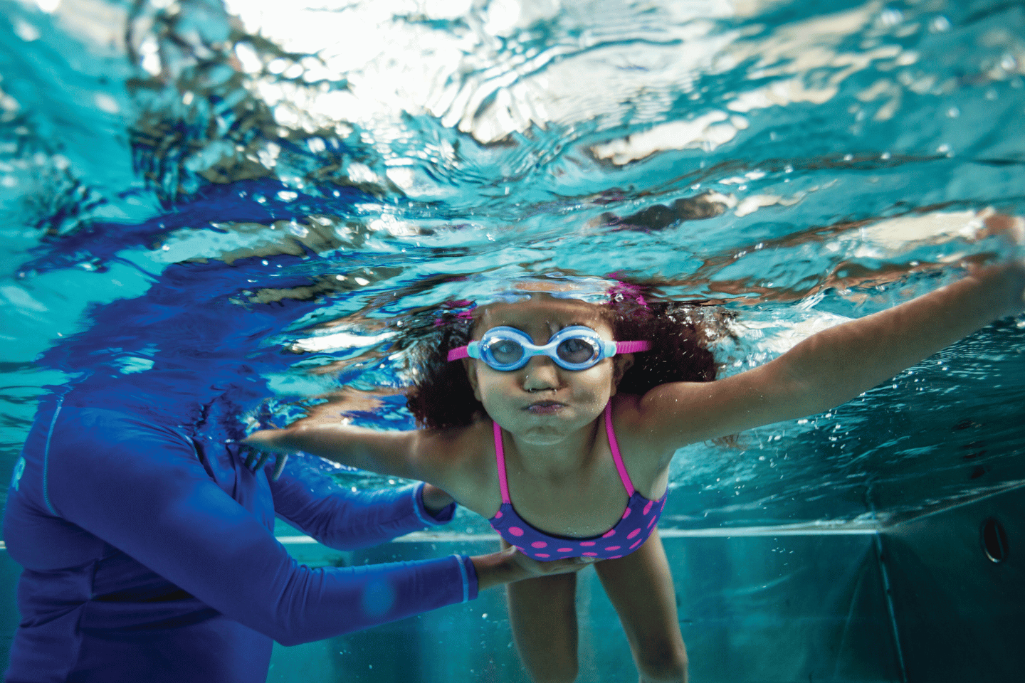 Young girl at YMCA swim lessons