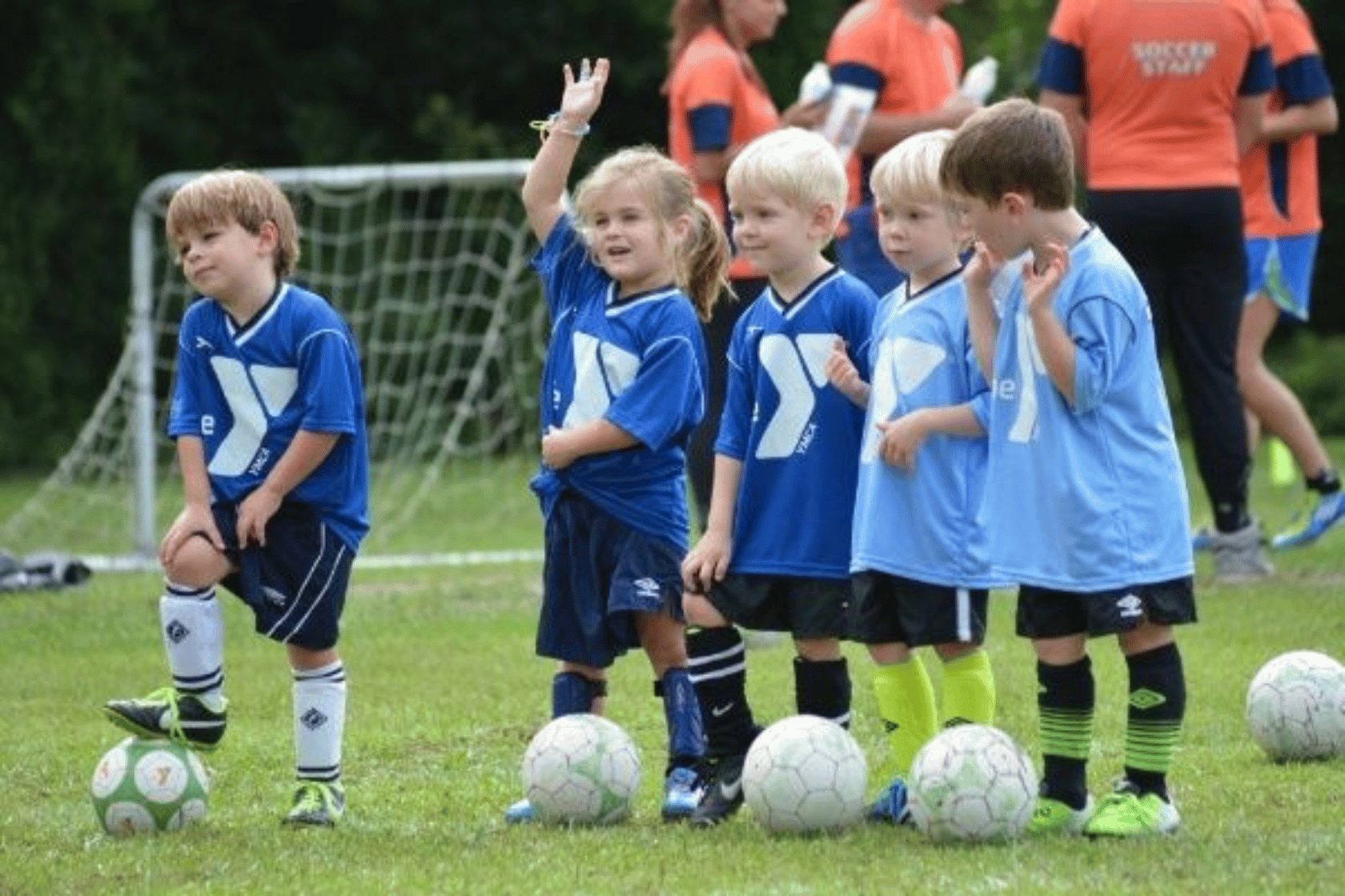 Little kids playing soccer at the West Essex YMCA