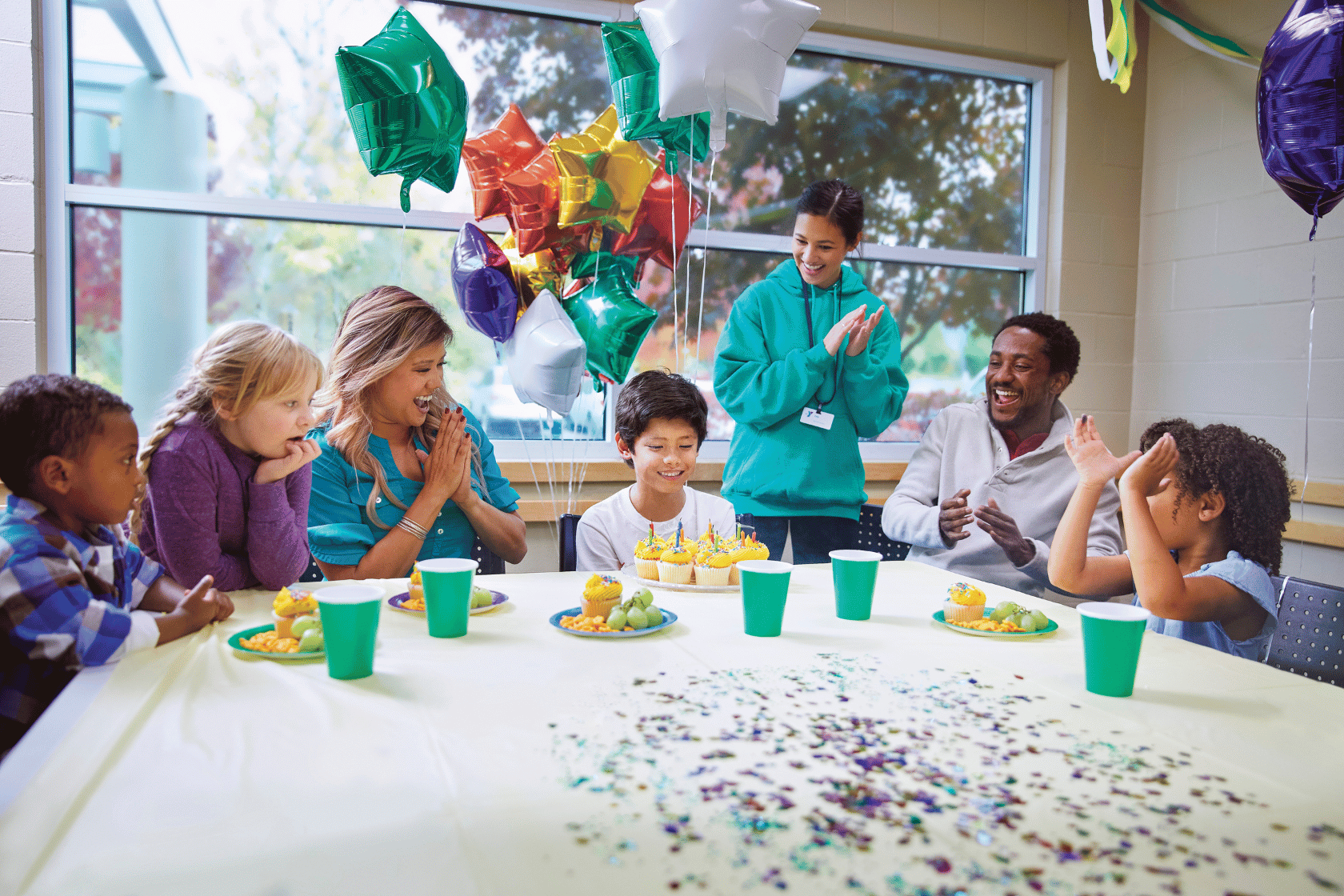 Kids having fun at a YMCA birthday party