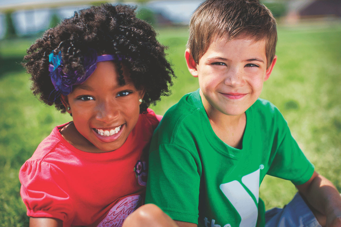 Boy and girl YMCA child care kids