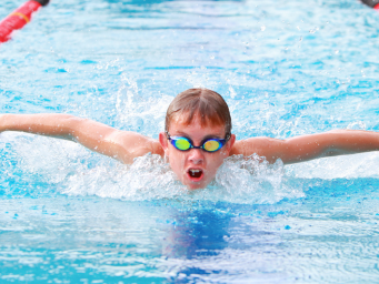 Experienced swimmer in the pool