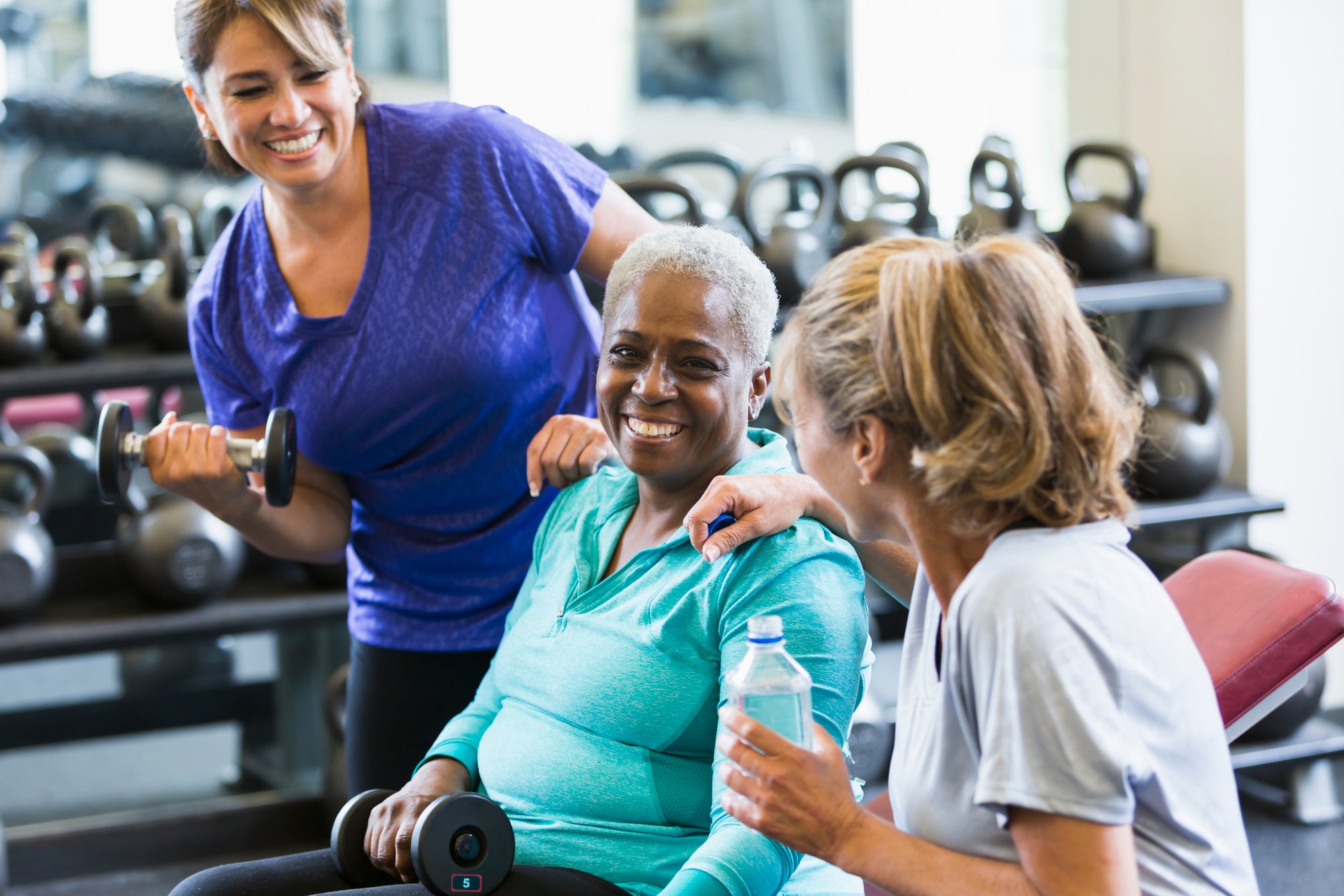 Three women working out at the YMCA