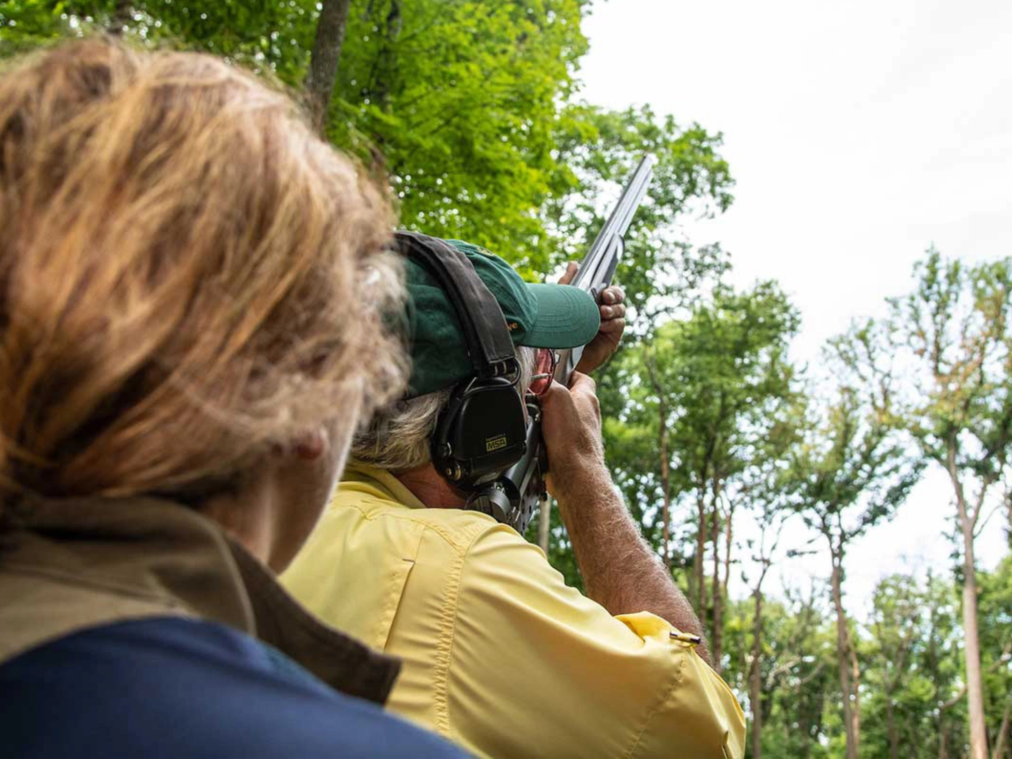 A man shooting a clay at the YMCA Sporting Clays event