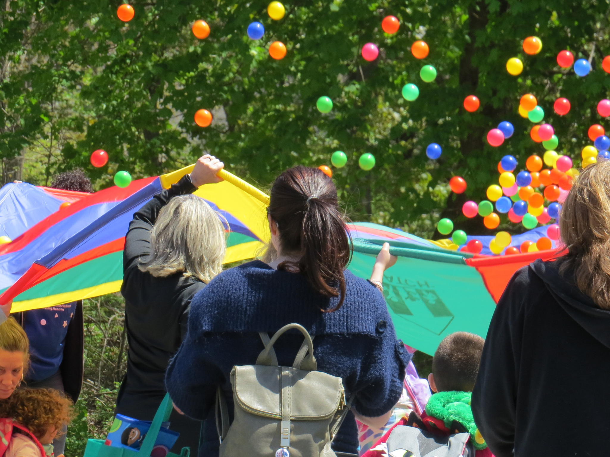 Kids and parents participating in events at Healthy Kids Day