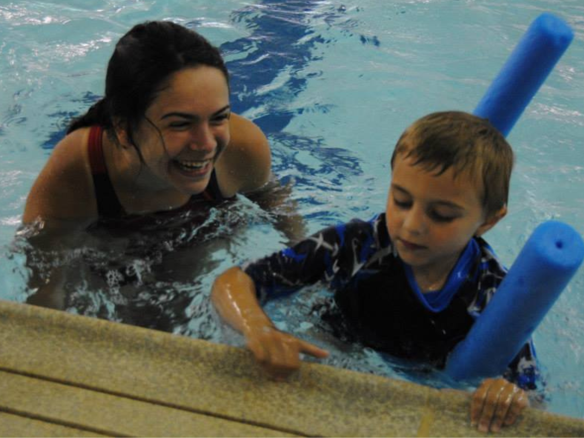 Mother and son in the pool at the YMCAs Safety Around Water week