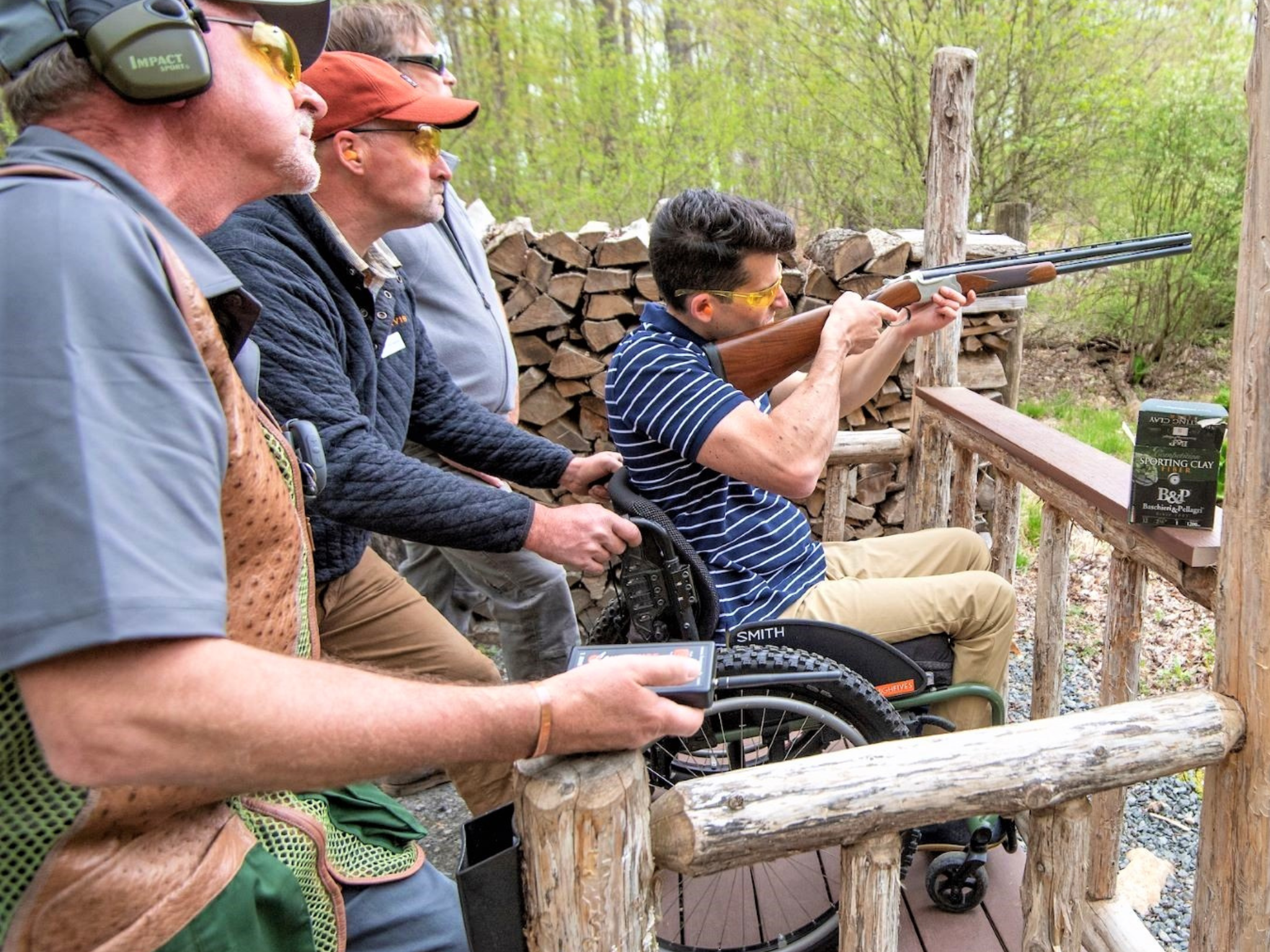 A group of men shooting clays a the YMCA Sporting Clays event