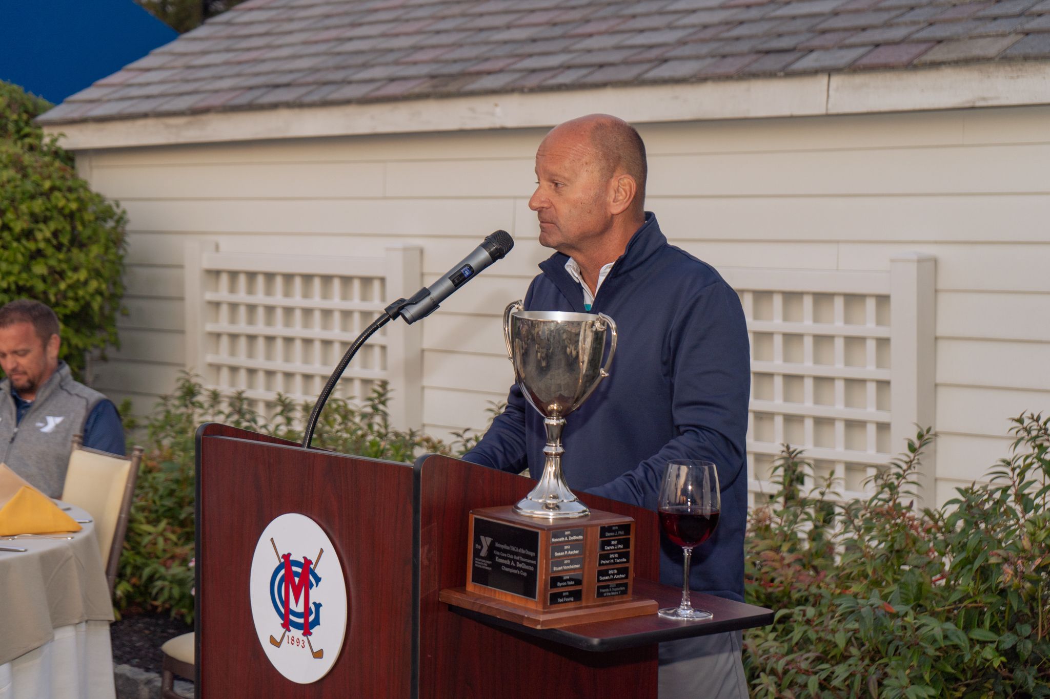 YMCA president Rick Gorab making a speech at the Sussex County YMCA Golf Outing