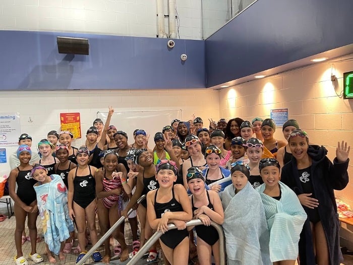 Group photo of the West Essex YMCA swim team