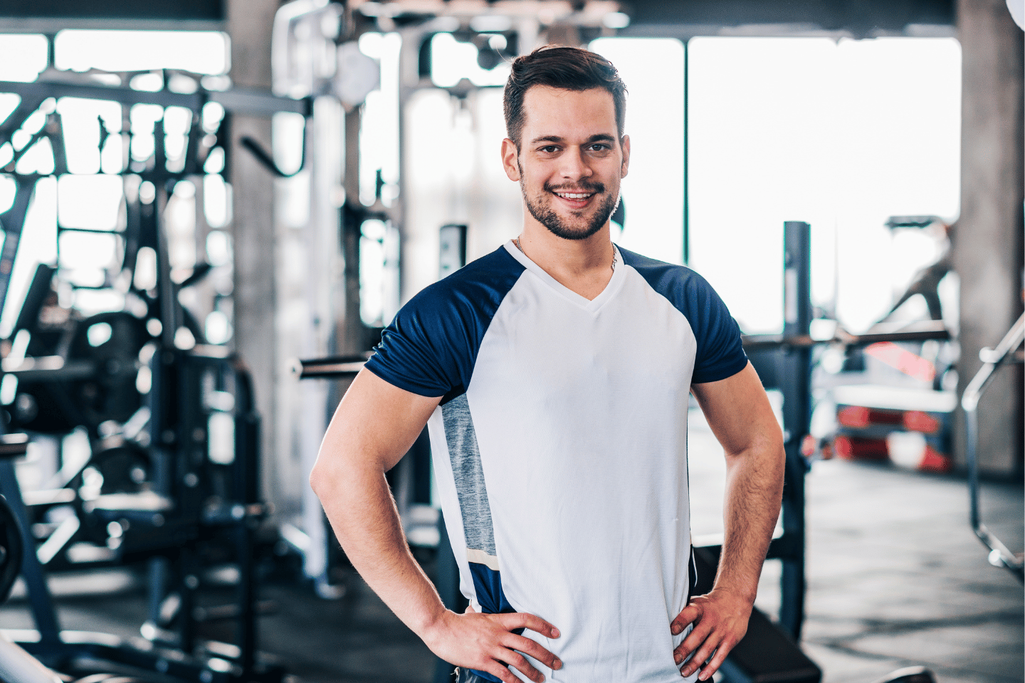 Young adult man working out at the YMCA